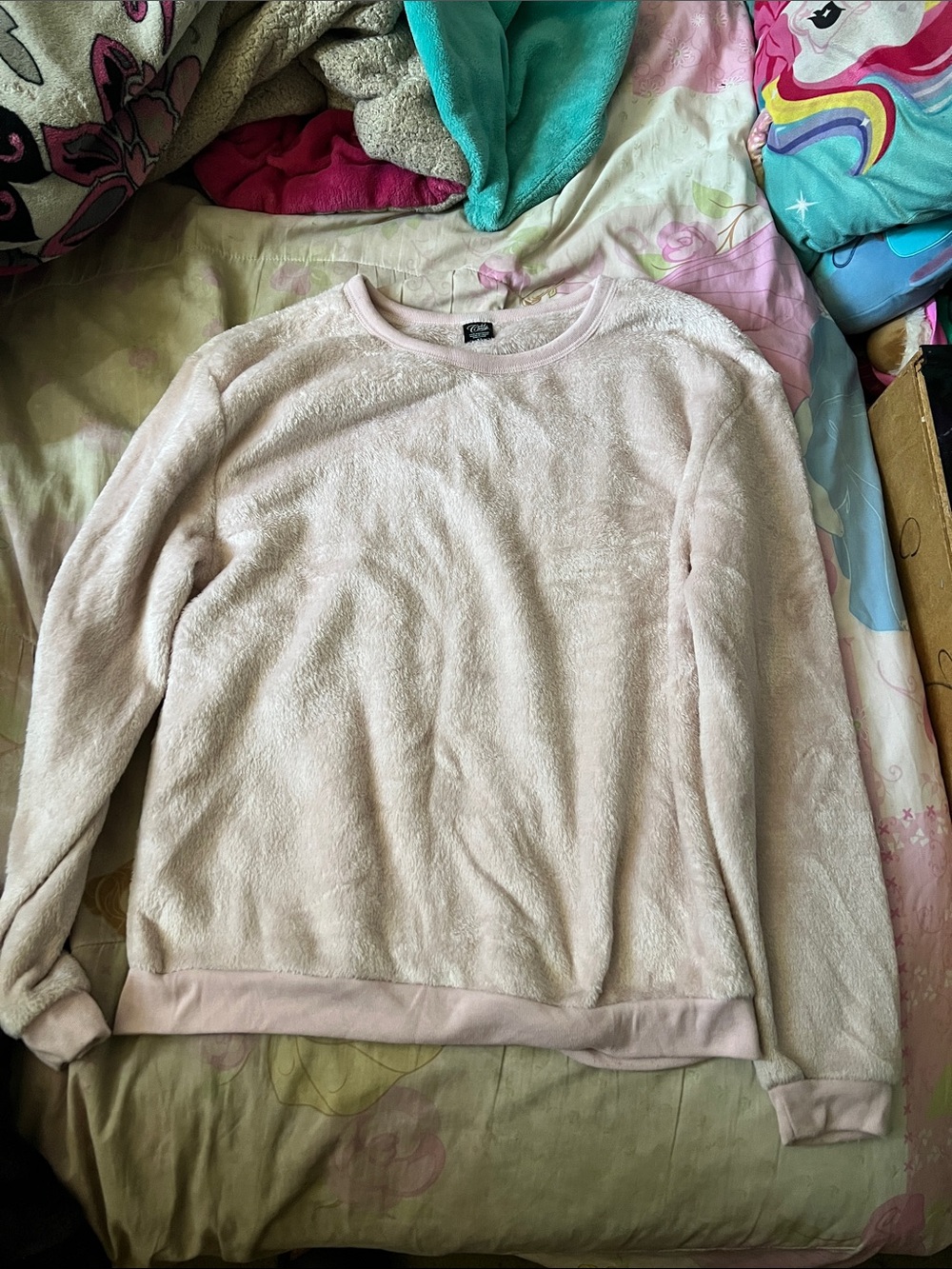 Cold Crush Plush Crewneck Sweater in Pale Pink